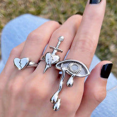 Vintage Hollow Butterfly Ring Set for Women - 22 Pieces