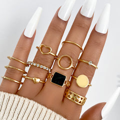 Vintage Hollow Butterfly Ring Set for Women - 22 Pieces