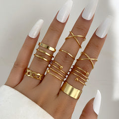 Vintage Hollow Butterfly Ring Set for Women - 22 Pieces