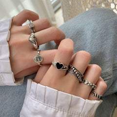 Vintage Hollow Butterfly Ring Set for Women - 22 Pieces