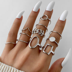 Vintage Hollow Butterfly Ring Set for Women - 22 Pieces