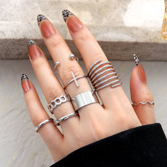 Vintage Hollow Butterfly Ring Set for Women - 22 Pieces