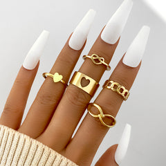 Vintage Hollow Butterfly Ring Set for Women - 22 Pieces