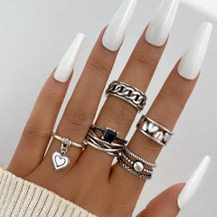 Vintage Hollow Butterfly Ring Set for Women - 22 Pieces