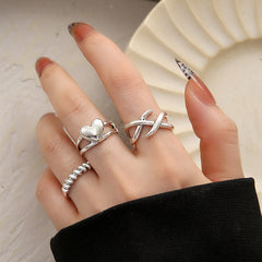 Vintage Hollow Butterfly Ring Set for Women - 22 Pieces